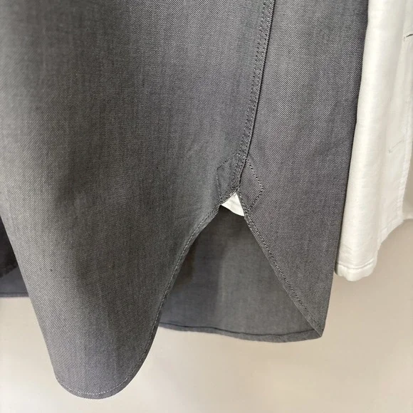 Turnbull & Asser Dress Shirt Sz 16.5-42 Gray White Contrast French Cuff